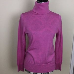 J Crew Merino Wool Turtle Neck Pink Sweater M EUC